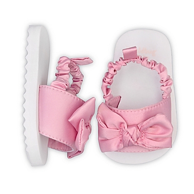 goldbug&trade; Size 9-12M Bow Slide Sandal in Pink. View a larger version of this product image.