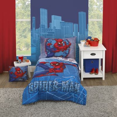 Marvel Spider Man Wall Crawler 4 Piece, Spider Man Toddler Duvet Cover