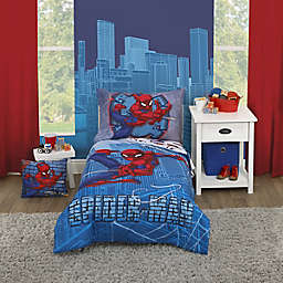 Marvel® Spider-Man Wall Crawler 4-Piece Reversible Toddler Bedding Set in Blue