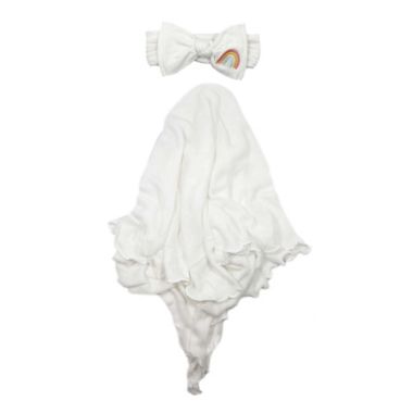 NYBG&trade; 2-Piece First and Forever Headband and Wrap Set in White. View a larger version of this product image.