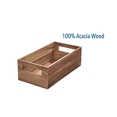 Squared Away&trade; Large Acacia Wood Storage Bin with Handles. View a larger version of this product image.