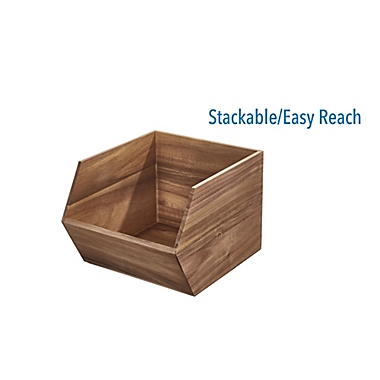 Squared Away&trade; Acacia Wood Open-Front Geometric Storage Bin. View a larger version of this product image.