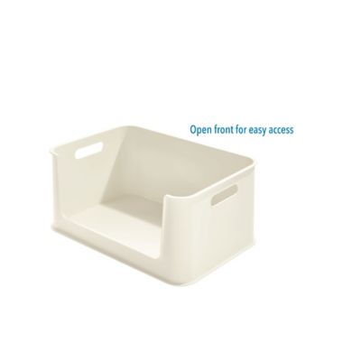 Squared Away&trade; Open-Front Stacking Storage Bin in White. View a larger version of this product image.
