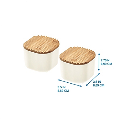 Squared Away&trade; Small Storage Bins with Bamboo Lids in White (Set of 2). View a larger version of this product image.