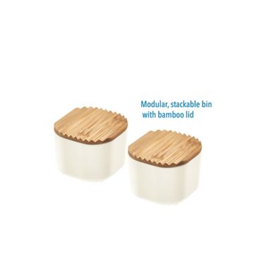 Squared Away&trade; Small Storage Bins with Bamboo Lids in White (Set of 2). View a larger version of this product image.