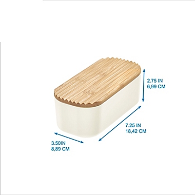 Squared Away&trade; Medium Storage Bin with Bamboo Lid in White. View a larger version of this product image.