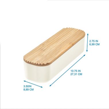 Squared Away&trade; Large Storage Bin with Bamboo Lid in White. View a larger version of this product image.