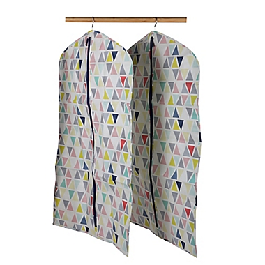 Simply Essential&trade; Multicolor Triangles Hanging Garment Bags (Set of 2). View a larger version of this product image.
