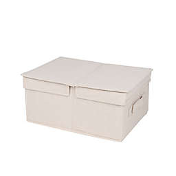 Squared Away™ Medium Canvas Storage Box in Egret/Oyster Grey