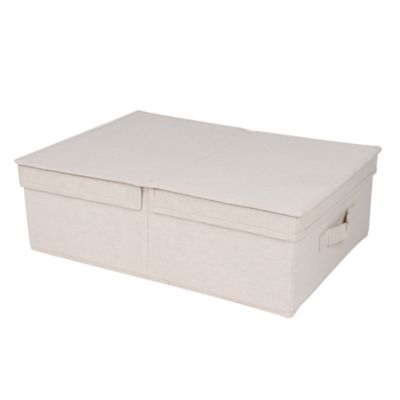 Squared Away&trade; Medium Canvas Storage Box in Egret/Oyster Grey