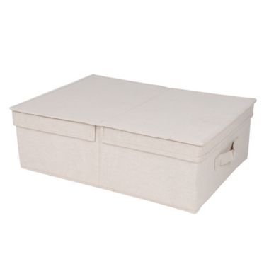 Squared Away&trade; Medium Canvas Storage Box in Egret/Oyster Grey. View a larger version of this product image.