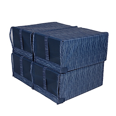 Simply Essential&trade; Mesh Shoe Boxes in Navy (Set of 4). View a larger version of this product image.