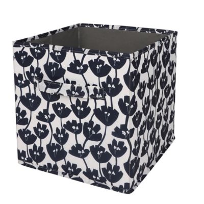 Simply Essential&trade; 11-Inch Illustrated Floral Collapsible Storage Bin in Black/White
