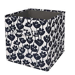 Simply Essential™ 11-Inch Illustrated Floral Collapsible Storage Bin in Black/White