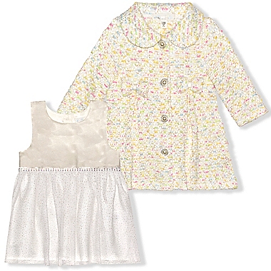 Nannette Baby&reg; 2-Piece Coat and Dress Set in Ivory. View a larger version of this product image.