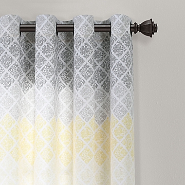 Lush Decor Medallion Ombre 84-Inch Grommet Window Curtain Panels in Yellow/Grey (Set of 2). View a larger version of this product image.