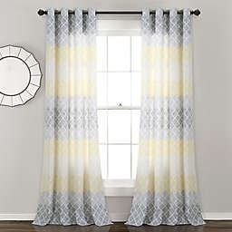 Lush Decor Medallion Ombre 84-Inch Grommet Window Curtain Panels in Yellow/Grey (Set of 2)