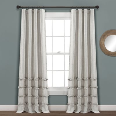 Lush D&eacute;cor Vintage Stripe Grommet Window Curtain Panels in Grey (Set of 2)