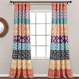 Lush Decor Bohemian Stripe 84-Inch Rod Pocket Window Curtain Panels in Turquoise (Set of 2)