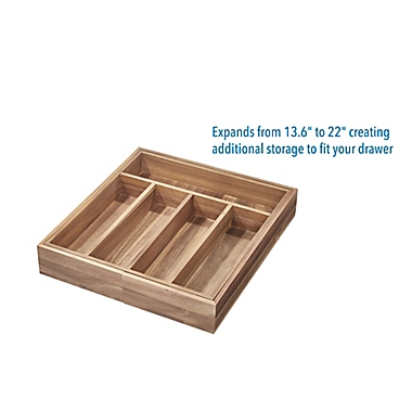 Squared Away&trade; Acacia Wood Expandable Flatware Organizer. View a larger version of this product image.