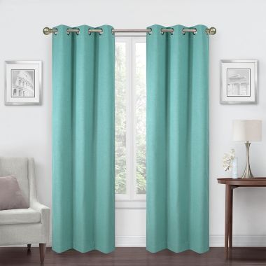 Simply Essential&trade; Calvert 84-Inch Grommet Blackout Curtain Panels in Aqua (Set of 2). View a larger version of this product image.