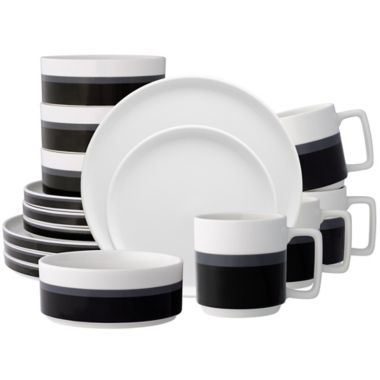 Noritake&reg; ColorStax Black Stripe 16-Piece Dinnerware Set. View a larger version of this product image.