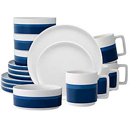 Noritake® ColorStax Stripe 16-Piece Dinnerware Set in Blue/White