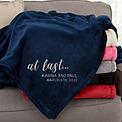 At Last...Personalized 50-Inch x 60-Inch Fleece Throw in Navy