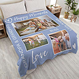 Photo Collage For Grandparents Personalized Plush Fleece Blanket