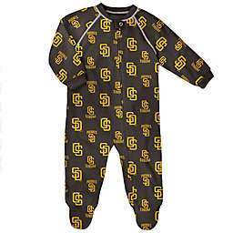 MLB Size 3-6M San Diego Padres Long Sleeve Raglan Zip-Up Coverall in Cinder