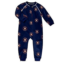 MLB Size 3T Houston Astros Long Sleeve Raglan Zip-Up Coverall in Navy