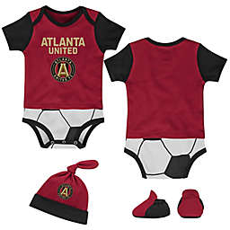 MLS Newborn Atlanta United FC 3-Piece Lil Kicker Short Sleeve Bodysuit, Hat, and Sock Set