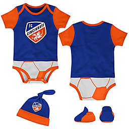 MLS Newborn FC Cinninnati 3-Piece Lil' Kicker Short Sleeve Bodysuit, Hat, and Sock Set