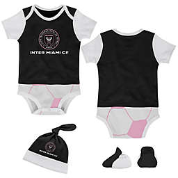 MLS Newborn Inter Miami CF 3-Piece Lil' Kicker Short Sleeve Bodysuit, Hat, and Sock Set