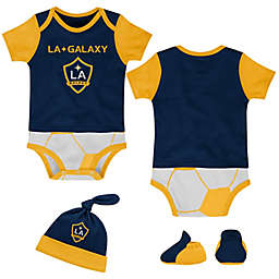 MLS Newborn LA Galaxy 3-Piece Lil' Kicker Short Sleeve Bodysuit, Hat, and Sock Set