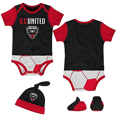 MLS Newborn DC United 3-Piece Lil&#39; Kicker Short Sleeve Bodysuit, Hat, and Sock Set. View a larger version of this product image.