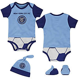 MLS Newborn New York City FC 3-Piece Lil Kicker Short Sleeve Bodysuit, Hat, and Sock Set