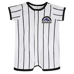 MLB Size 6-9M Colorado Rockies Power Hitter Short Sleeve Coverall in Black