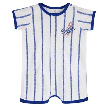 MLB Size 3-6M Los Angeles Dodgers Power Hitter Short Sleeve Coverall. View a larger version of this product image.