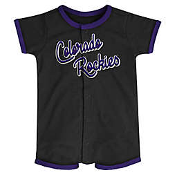 MLB Size 0-3M Colorado Rockies Power Hitter Short Sleeve Coverall in Black