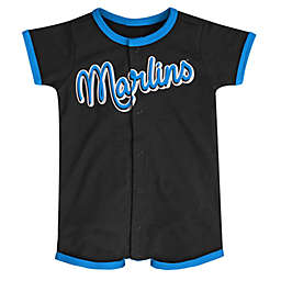 MLB Size 0-3M Miami Marlins Power Hitter Short Sleeve Coverall in Black