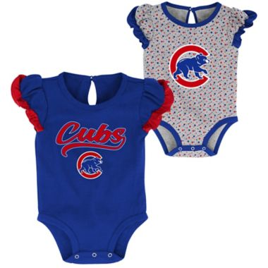 MLB Size 3-6M 2-Pack Chicago Cubs Scream &amp; Shout Short Sleeve Bodysuits in Royal. View a larger version of this product image.