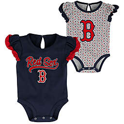 MLB Size 12M 2-Pack Boston Red Sox Scream & Shout Short Sleeve Bodysuits in Navy