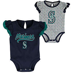 MLB 2-Pack Seattle Mariners Scream & Shout Short Sleeve Bodysuits in Navy