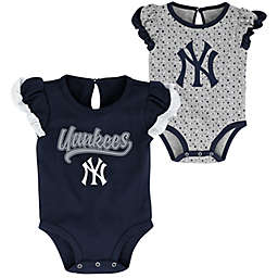MLB 2-Pack New York Yankees Scream & Shout Short Sleeve Bodysuits in Navy