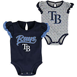 MLB Size 12M 2-Pack Tampa Bay Rays Scream & Shout Short Sleeve Bodysuits in Navy
