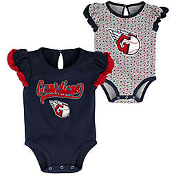 MLB Size 18M 2-Pack Cleveland Guardians Scream & Shout Short Sleeve Bodysuits in Navy