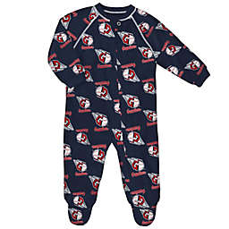 MLB Size 6-9M Cleveland Guardians Long Sleeve Raglan Zip-Up Coverall in Navy