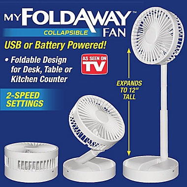 Bell + Howell My Foldaway Collapsible Fan in White. View a larger version of this product image.