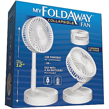 Bell + Howell My Foldaway Collapsible Fan  in White. View a larger version of this product image.